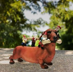 image-New Resin Garden Decoration Gardening Sausage Dog Eating Bones Statue Micro Landscape Crafts