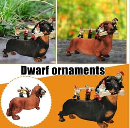 image-New Resin Garden Decoration Gardening Sausage Dog Eating Bones Statue Micro Landscape Crafts