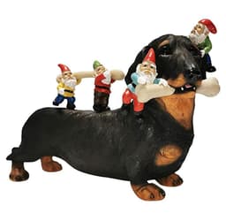 image-New Resin Garden Decoration Gardening Sausage Dog Eating Bones Statue Micro Landscape Crafts