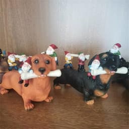image-New Resin Garden Decoration Gardening Sausage Dog Eating Bones Statue Micro Landscape Crafts