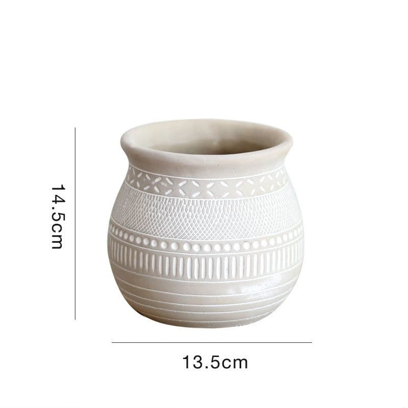 image-African Elements Cement Decorative Flower Pots Jars Retro Art Planting Trees Soil Culture High-End Gardening Bohemia