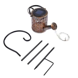 image-Enchanted Watering Can Outdoor Solar Watering Can Ornament Lamp Garden Art Light Decoration Hollow-out Iron Shower LED Lights