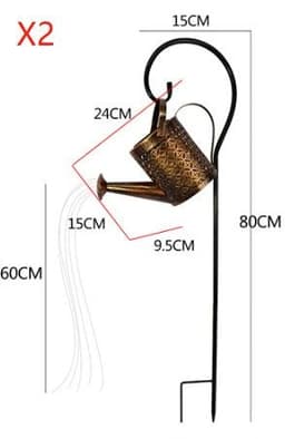 image-Enchanted Watering Can Outdoor Solar Watering Can Ornament Lamp Garden Art Light Decoration Hollow-out Iron Shower LED Lights