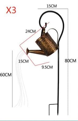 image-Enchanted Watering Can Outdoor Solar Watering Can Ornament Lamp Garden Art Light Decoration Hollow-out Iron Shower LED Lights