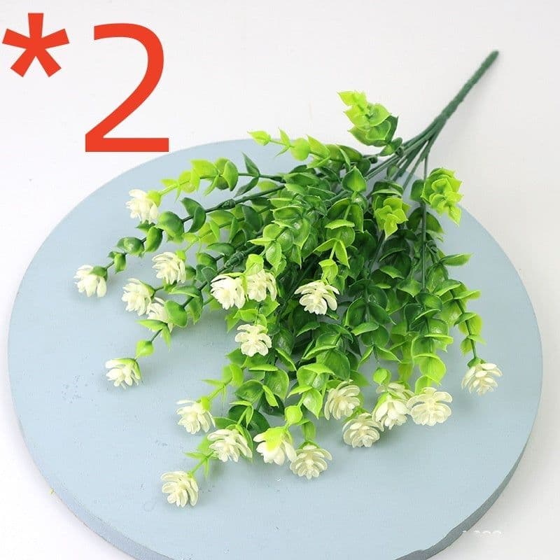 image-Eucalyptus Camellia Simulation Plastic Wedding Gardening Decorative Fake Flower 7 Fork 35 Head