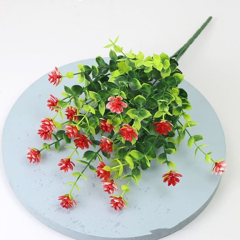 image-Eucalyptus Camellia Simulation Plastic Wedding Gardening Decorative Fake Flower 7 Fork 35 Head