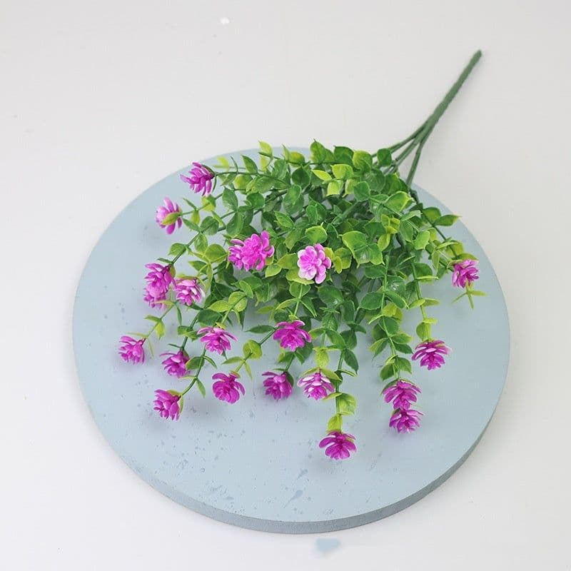 image-Eucalyptus Camellia Simulation Plastic Wedding Gardening Decorative Fake Flower 7 Fork 35 Head