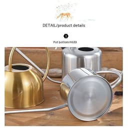 image-15L Stainless Steel Semicircle Watering Can Gardening Metal Watering Can