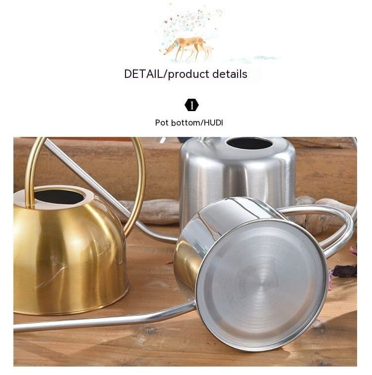 image-15L Stainless Steel Semicircle Watering Can Gardening Metal Watering Can