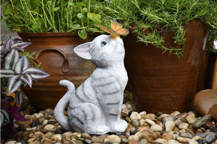 image-Balcony Garden Decoration Courtyard Layout Cute Cat Ornaments Solar Lights Outdoor Creative Resin Animal Sculptures
