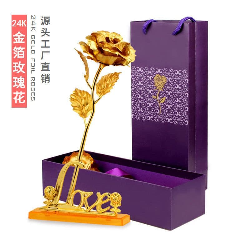 image-24K Gold Leaf Rose - Gift Bouquet
