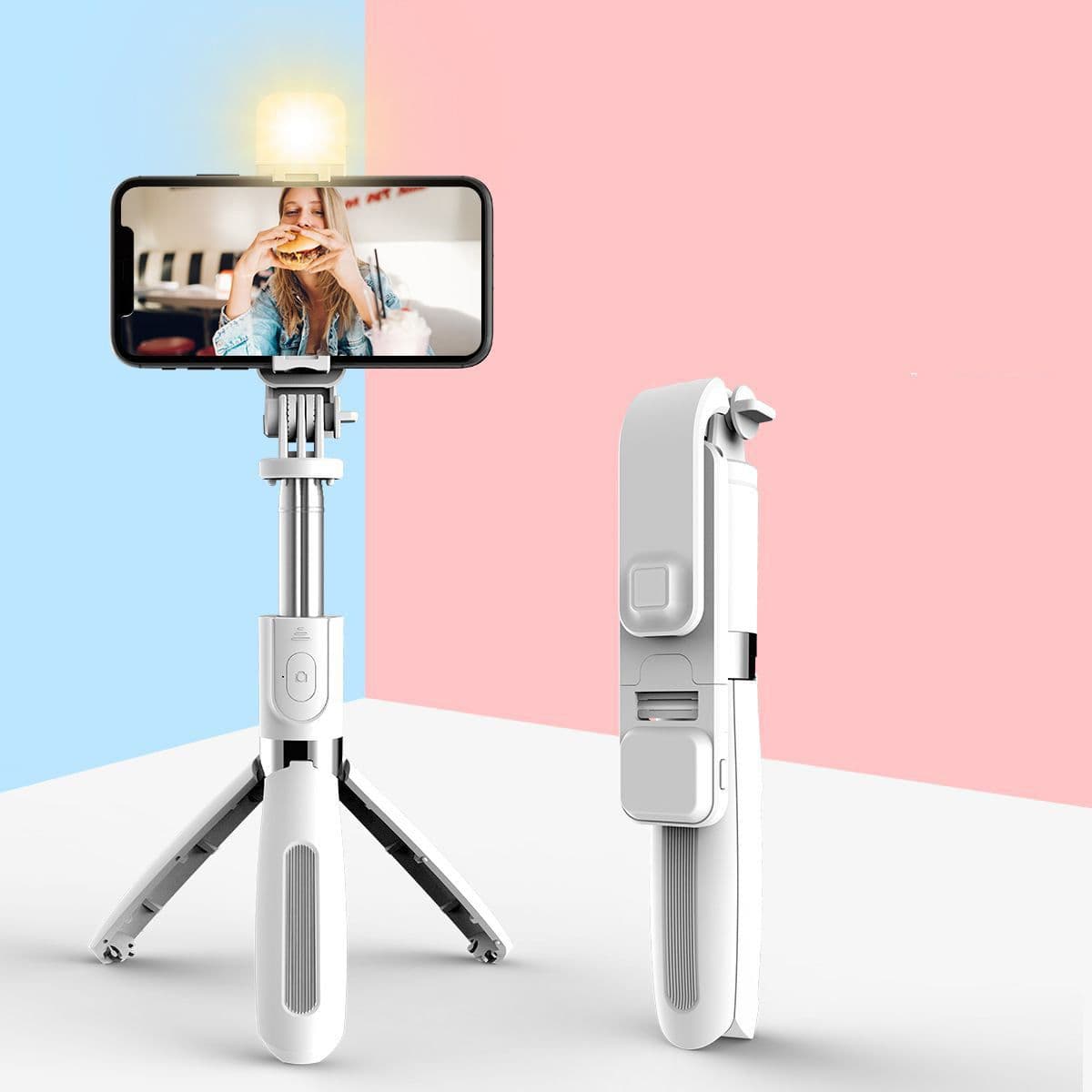 image-Compatible with Apple, 3 In1 Bluetooth Wireless Selfie Stick Tripod 102cm Foldable & Monopods Universal Phone Tripod