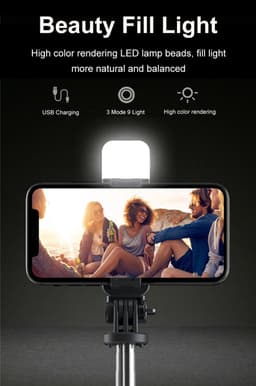 image-Compatible with Apple, 3 In1 Bluetooth Wireless Selfie Stick Tripod 102cm Foldable & Monopods Universal Phone Tripod