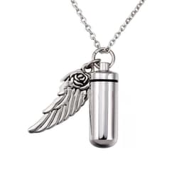 image-Cylindrical urn wing pendant, perfume bottle jewelry
