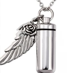 image-Cylindrical urn wing pendant, perfume bottle jewelry