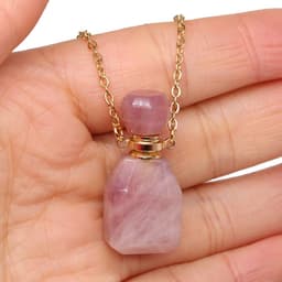 image-Exquisite Natural Stone Necklace Perfume Bottle Pendant