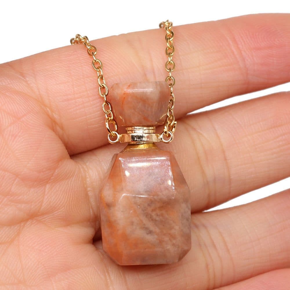 image-Exquisite Natural Stone Necklace Perfume Bottle Pendant