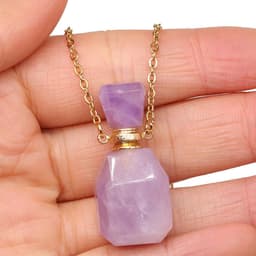image-Exquisite Natural Stone Necklace Perfume Bottle Pendant