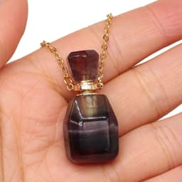 image-Exquisite Natural Stone Necklace Perfume Bottle Pendant