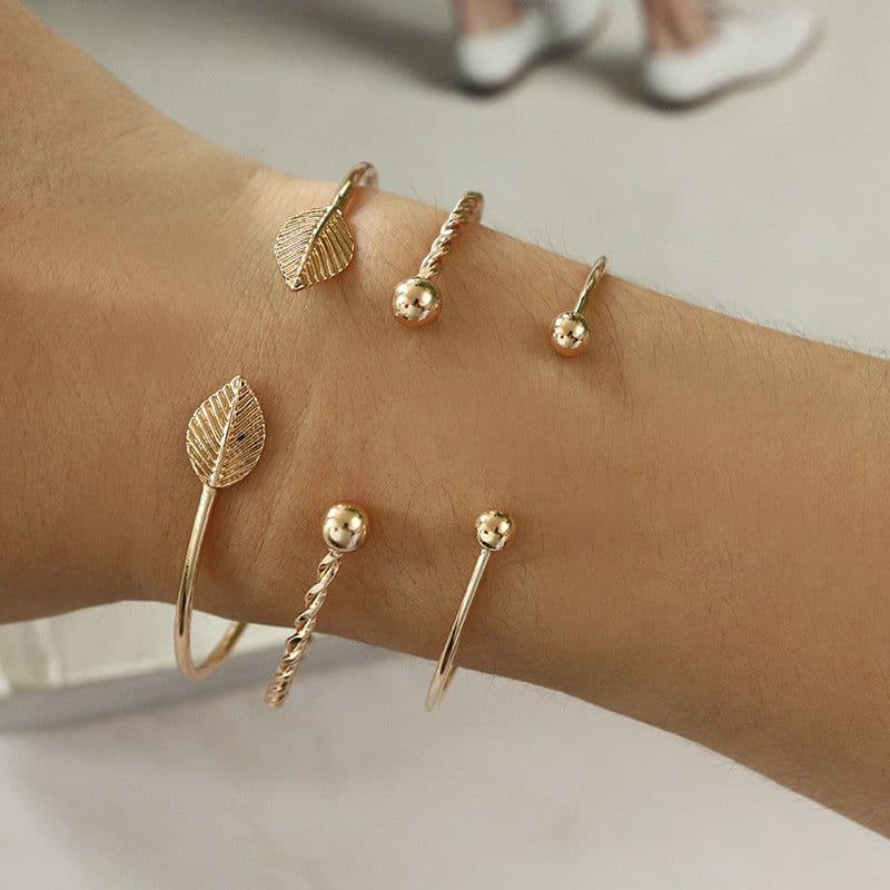 image-Trio of Bracelets leaf ball alloy bracelet / bracelet three-piece suit set men and women