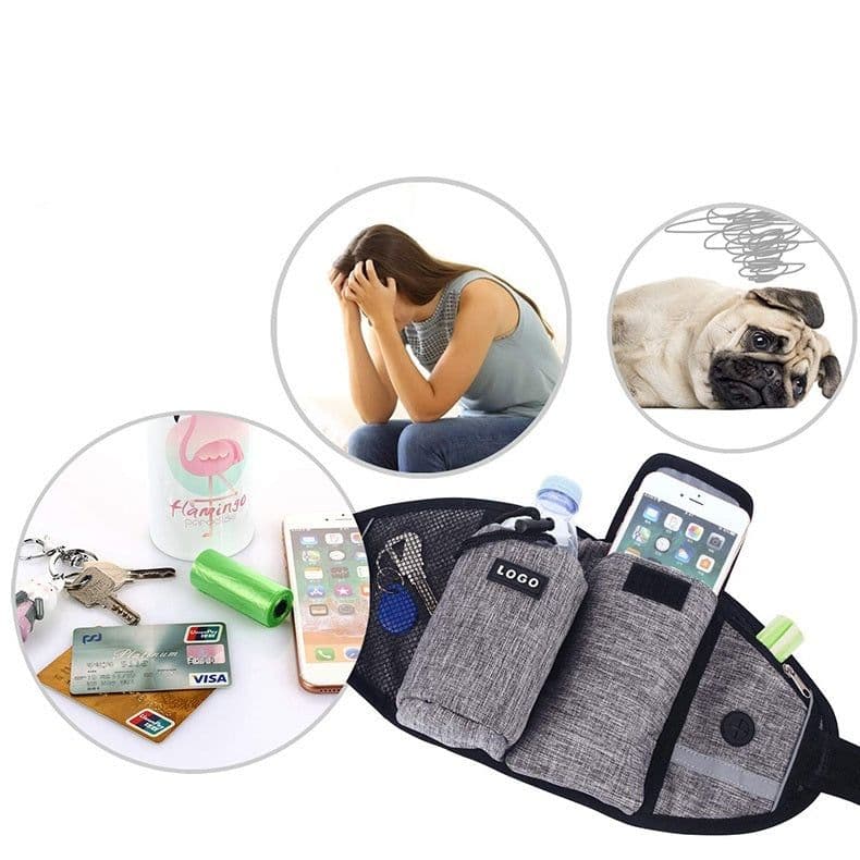 image-Dog Training Leash Waist Bag Hands-Free Outdoor Pet Running Walking Leash Portable Dog Food Water Cup Storage Bags