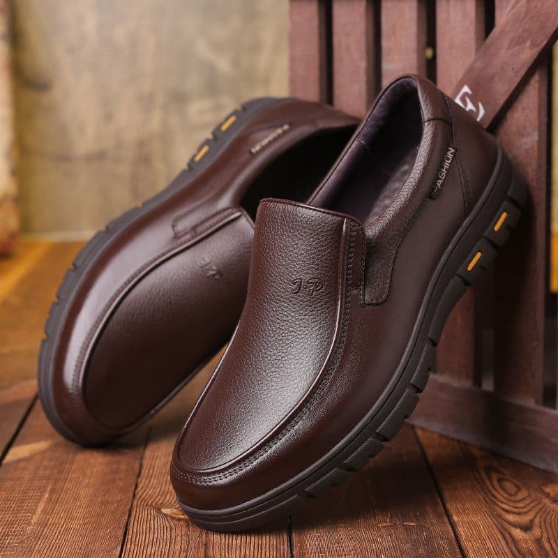 image-Warm Middle-aged And Elderly 40-60 Years Old Round Toe Slip On Daddy Shoes