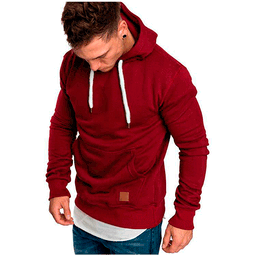 image-Men's Hooded Fleece Sweater - Casual Solid Color