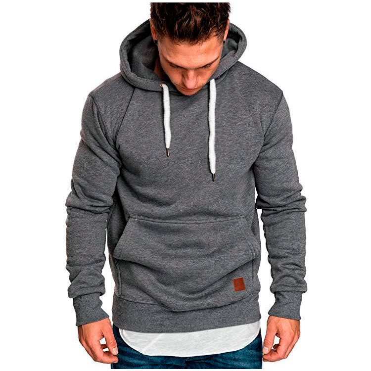 image-Men's Hooded Fleece Sweater - Casual Solid Color