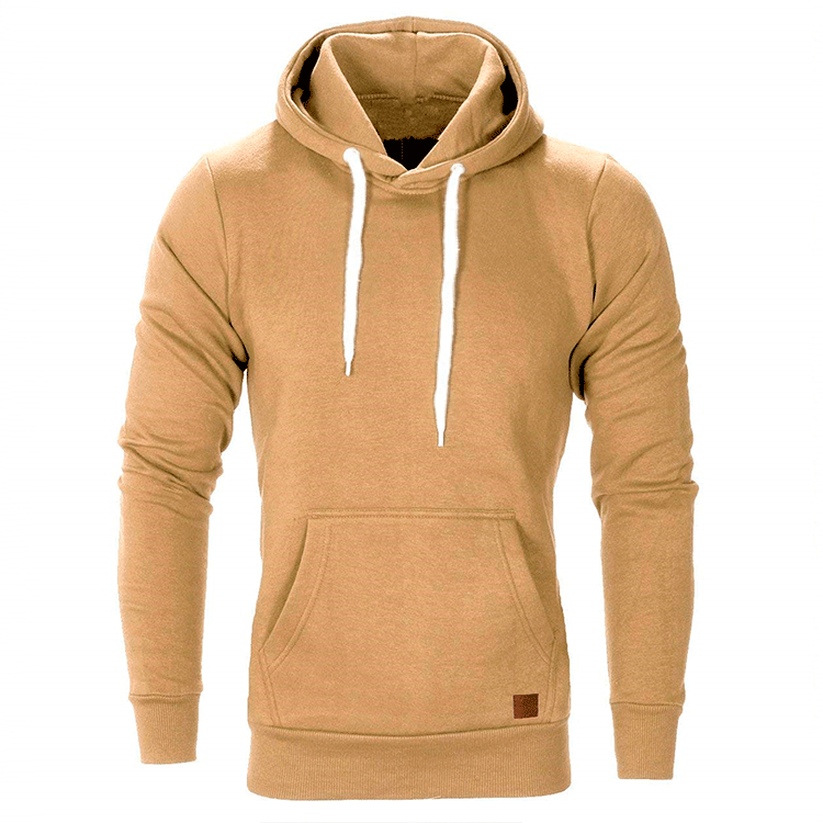 image-Men's Hooded Fleece Sweater - Casual Solid Color