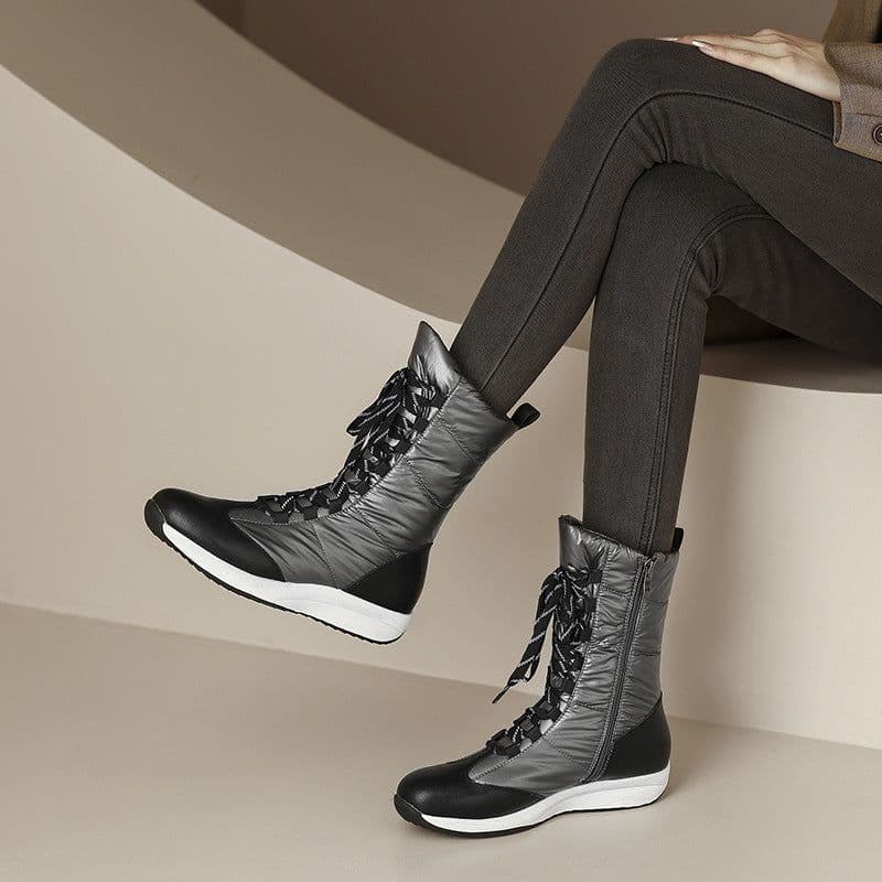 image-Tie-up Short Tube Wedge Leisure Boots