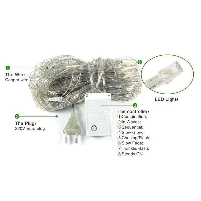 image-Christmas led lights string lights outdoor waterproof fishnet lights full of stars paved holiday lights wedding ins decorative lights