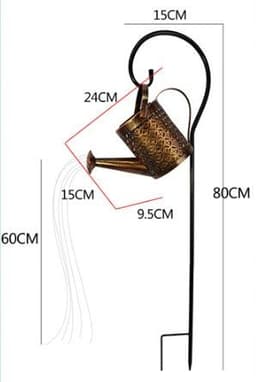 image-Enchanted Watering Can Outdoor Solar Ornament Lamp Garden Art Decoration Hollow-out Iron Shower LED Lights