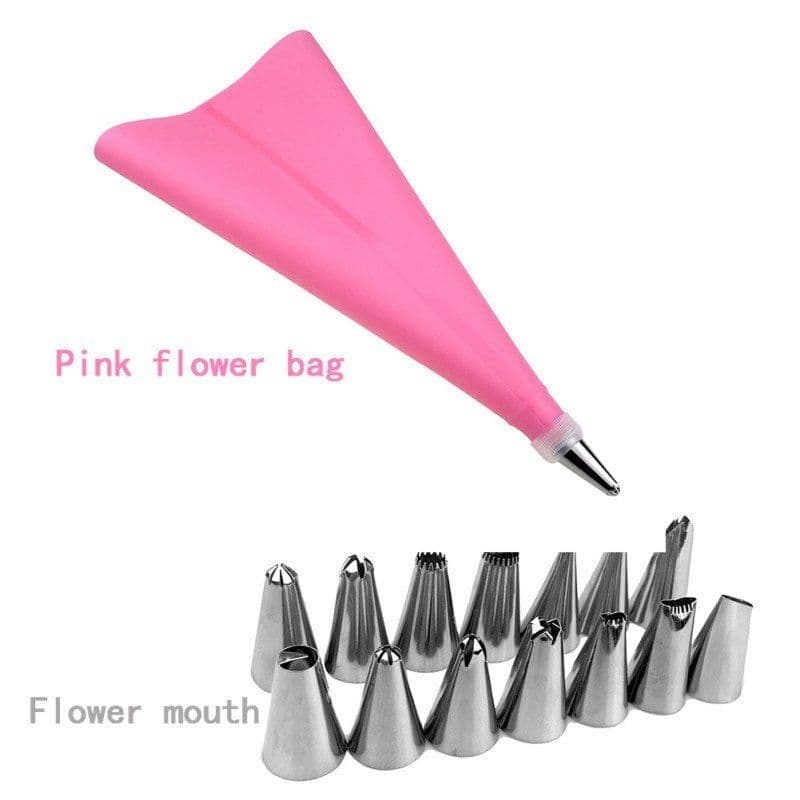 image-Silicone Pastry Bag Nozzles DIY Icing Piping Cream Reusable Pastry Bags14 Nozzle Set Cake Decorating Tools China