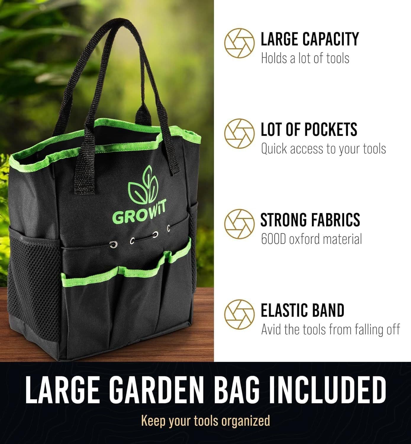 image-Heavy Duty Garden Tools 9Pieces Set - Rust Proof, Ergonomic Gardening Hand Tools Garden Gifts For Mom And Dad