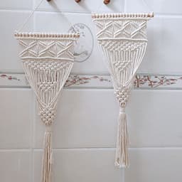 image-Nordic Style Woven Cotton Hanging Basket Gardening Hanging Net Pocket Flower Basket