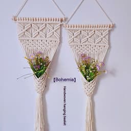 image-Nordic Style Woven Cotton Hanging Basket Gardening Hanging Net Pocket Flower Basket
