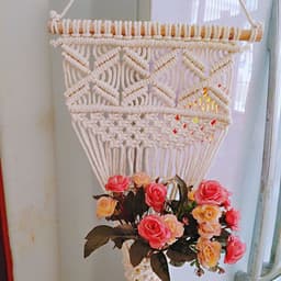 image-Nordic Style Woven Cotton Hanging Basket Gardening Hanging Net Pocket Flower Basket