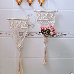 image-Nordic Style Woven Cotton Hanging Basket Gardening Hanging Net Pocket Flower Basket