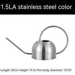 image-15L Stainless Steel Semicircle Watering Can Gardening Metal Watering Can