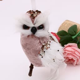 image-Simulation Feather Owl Art Outdoor Garden Gardening Decoration Bionic Pendant