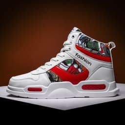 image-Men Sport Shoes High-tops Graffiti Sneakers Trendy