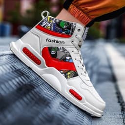 image-Men Sport Shoes High-tops Graffiti Sneakers Trendy