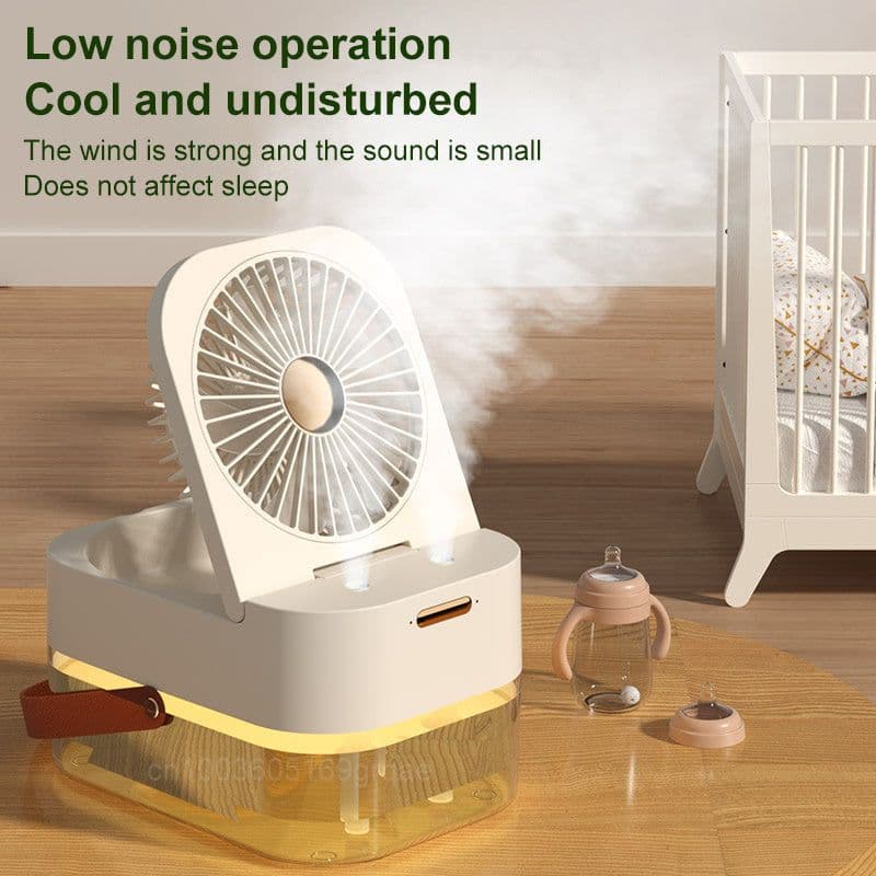 image-Humidifier Spray Fan Portable Fan Air Cooler Air Humidifier USB Mist Fan Desktop Fan With Night Light For Summer Home Appliance