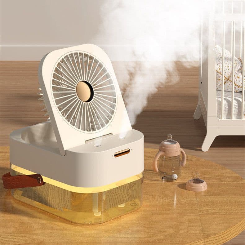 image-Humidifier Spray Fan Portable Fan Air Cooler Air Humidifier USB Mist Fan Desktop Fan With Night Light For Summer Home Appliance