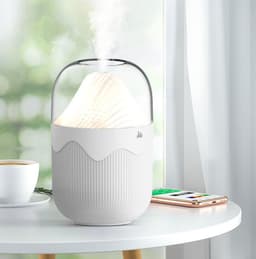 image-New Volcano Humidifier Intelligent Voice Water Make Up Air Humidifier Colorful Diffuser
