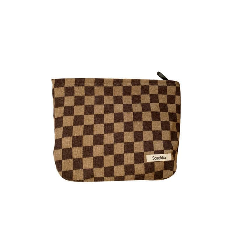 image-Portable Corduroy Chessboard Clutch Buggy Bag