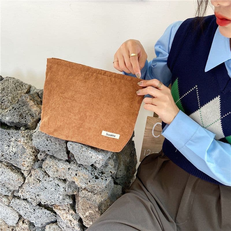 image-Fashion Corduroy Cosmetic Bag Women