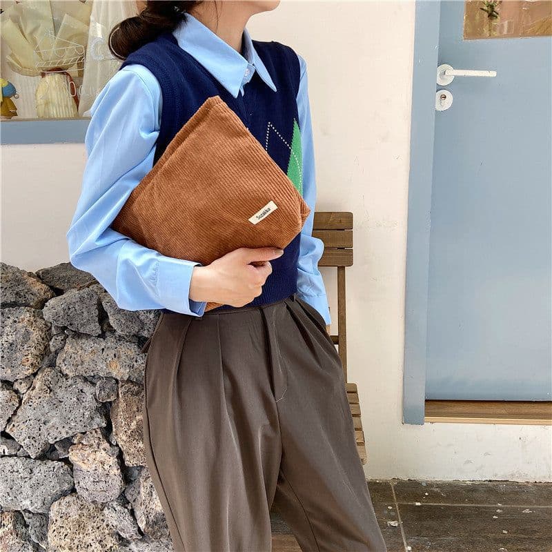 image-Fashion Corduroy Cosmetic Bag Women
