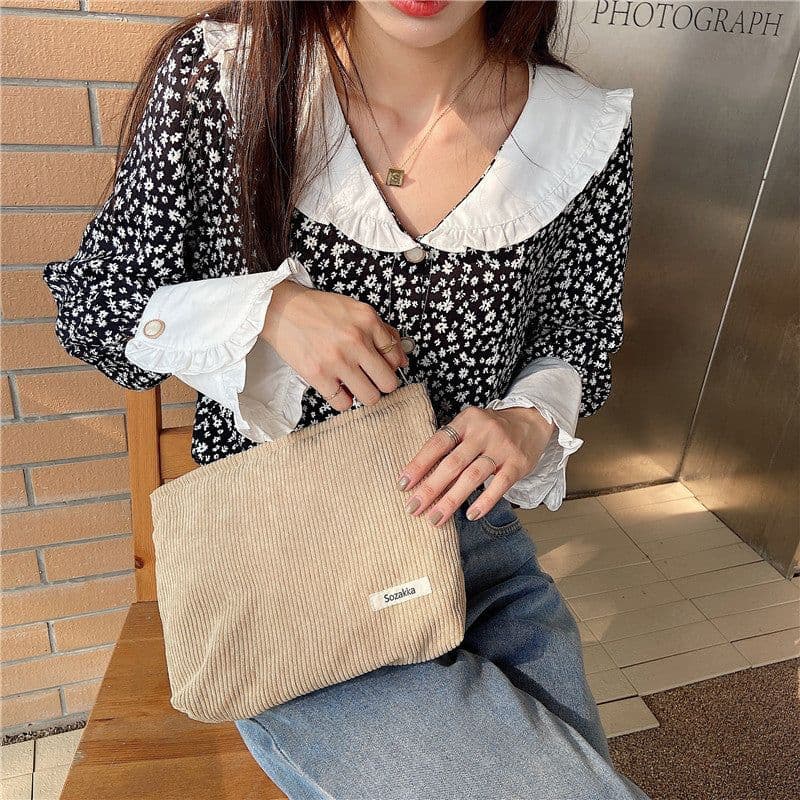 image-Fashion Corduroy Cosmetic Bag Women