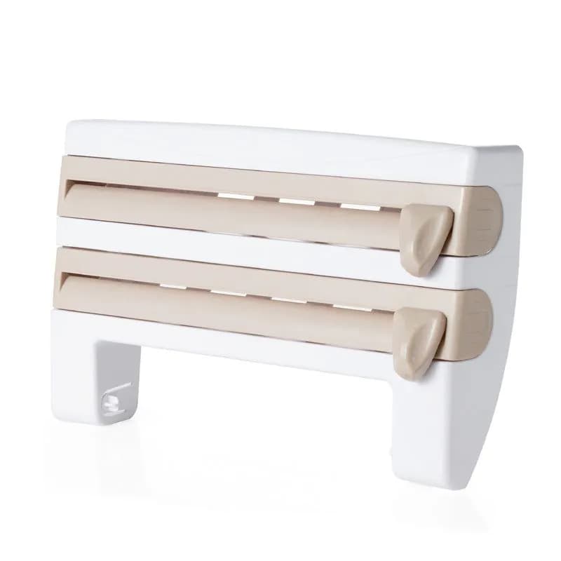 image-Kitchen cling film storage rack with cutter aluminum foil barbecue paper rack paper towel rack towel storage rack
